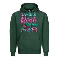 Sports Green I Wear Pink For My Mom Zipper Hoodie - BundleAndBundleShop