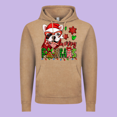 Merry Pawmas Christmas French Bulldog Vintage Hoodie Designed By Jasminsmagicworld