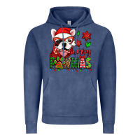 Vintage Denim merry pawmas christmas french bulldog Vintage Hoodie - Jasminsmagicworld