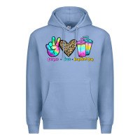 Colony Blue peace love loaded tea Premium Hoodie - JahusDesignShop