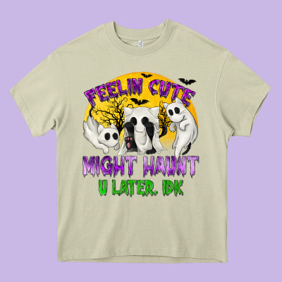 Feeling Cute Might Haunt U Later Heavy Core Tee Designed By Texasbilliewilder