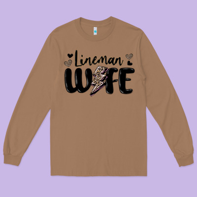 Lineman Wife Long Sleeve Tee Designed By Maliassmallbusiness