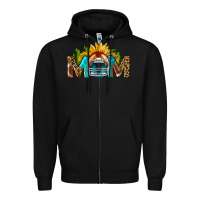Black Football Mom Sunflower Leopard Zipper Hoodie - BundleAndBundleShop