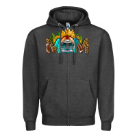 Charcoal Heather Football Mom Sunflower Leopard Zipper Hoodie - BundleAndBundleShop