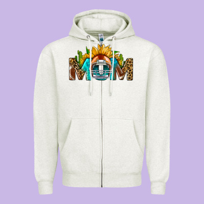 Football Mom Sunflower Leopard Zipper Hoodie Designed By Bundleandbundleshop