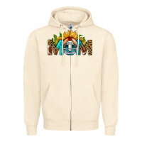 Sandshell Football Mom Sunflower Leopard Zipper Hoodie - BundleAndBundleShop