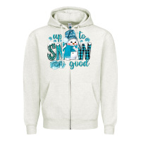 Oatmeal Heather up to snow good and cute snowman Zipper Hoodie - BundleAndBundleShop