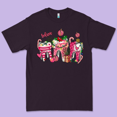 Pink Christmas Teeth Premium Tee Designed By Adodesignshop