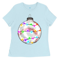 Baby Blue Christmas baseball Ladies Tee - RanaPortraitStore