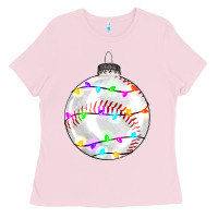 Bubblegum Pink Christmas baseball Ladies Tee - RanaPortraitStore