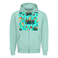 Seafoam Hot Mom Summer Digital Paper Zipper Hoodie - BundleAndBundleShop