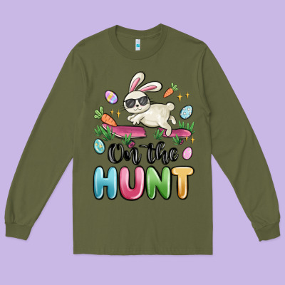 On The Hunt Easter Long Sleeve Tee Designed By Maliassmallbusiness