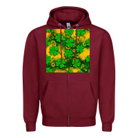Burgundy St. Patricks clover pattern digital paper Zipper Hoodie - BundleAndBundleShop