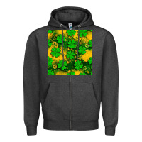 Charcoal Heather St. Patricks clover pattern digital paper Zipper Hoodie - BundleAndBundleShop
