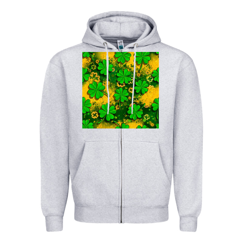 St. Patricks Clover Pattern Digital Paper Zipper Hoodie by BundleAndBundleShop | Teevron