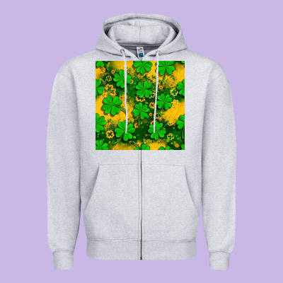St. Patricks Clover Pattern Digital Paper Zipper Hoodie Designed By Bundleandbundleshop