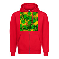 Red St. Patricks clover pattern digital paper Zipper Hoodie - BundleAndBundleShop