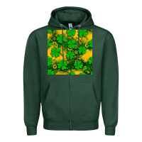 Sports Green St. Patricks clover pattern digital paper Zipper Hoodie - BundleAndBundleShop