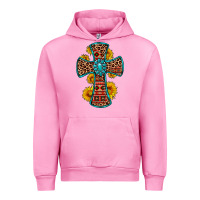 Fuchsia Pink gemstone sunflower leopard cross Urban Hoodie - OliviaCreatesArt