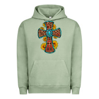 Pigment Oil Green gemstone sunflower leopard cross Urban Hoodie - OliviaCreatesArt