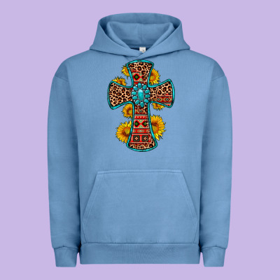 Gemstone Sunflower Leopard Cross Urban Hoodie Designed By Oliviacreatesart