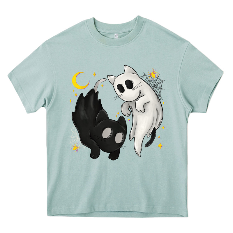 Ghost Cats With Balance Halloween Heavy Core Tee by texasbilliewilder | Teevron