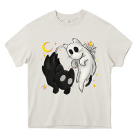 Cream Ghost Cats with Balance Halloween Heavy Core Tee - texasbilliewilder