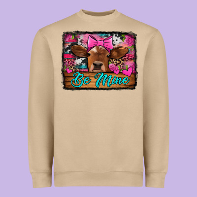 Be Mine Valentine's Day Cow Heavyweight Sweatshirt Designed By Jasminsmagicworld