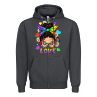 Smoke LGBTQ+ Messy Bun Mum Love With Hearts Zipper Hoodie - BundleAndBundleShop