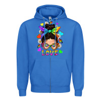 True Royal LGBTQ+ Messy Bun Mum Love With Hearts Zipper Hoodie - BundleAndBundleShop