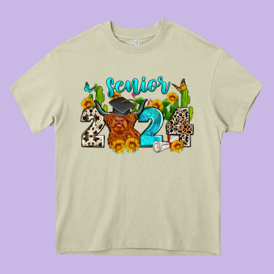 Senior 2024 Cow Heavy Core Tee Designed By Zillion Design Studio