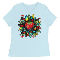 Baby Blue berry sunflower Ladies Tee - texasbilliewilder