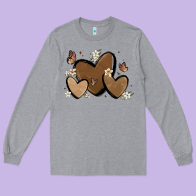 Melanin Hearts Long Sleeve Tee Designed By Maliassmallbusiness