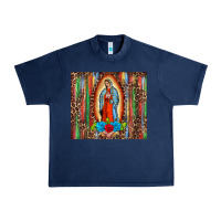 Navy our lady of Guadalupe serape Urban Heavy Tee - BarkalooDesign