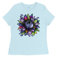Baby Blue blueberry sunflower Ladies Tee - texasbilliewilder