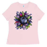 Bubblegum Pink blueberry sunflower Ladies Tee - texasbilliewilder