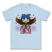 Dusty Blue America eagle Classic Tee - CowhideDigitalArt