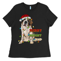 Black merry and bright saint bernard Ladies Tee - RanaPortraitStore