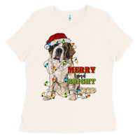 Bone merry and bright saint bernard Ladies Tee - RanaPortraitStore