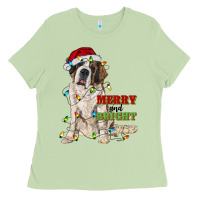 Matcha merry and bright saint bernard Ladies Tee - RanaPortraitStore