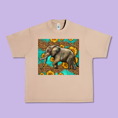 Western Sunflowers Elephant Urban Heavy Tee Designed By Lillyallendesigns