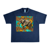 Navy western sunflowers elephant Urban Heavy Tee - LillyAllenDesigns