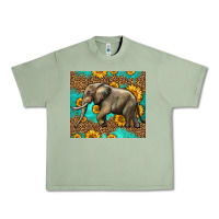 Oil Green western sunflowers elephant Urban Heavy Tee - LillyAllenDesigns