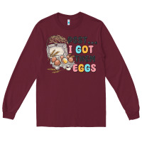Burgundy psst i got them eggs Long Sleeve Tee - MaliasSmallBusiness