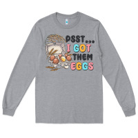 Heather Grey psst i got them eggs Long Sleeve Tee - MaliasSmallBusiness
