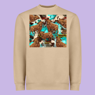 Astec Cowhide Highlands Cow Heavyweight Sweatshirt Designed By Barkaloodesign