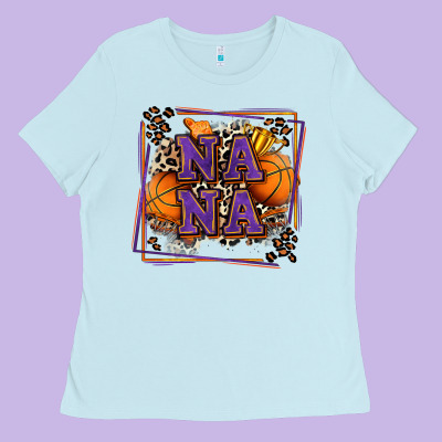 Basketball Nana With Leopard Ladies Tee Designed By Zillion Design Studio