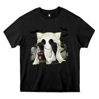 Black Ghost Cat Heavy Core Tee - texasbilliewilder