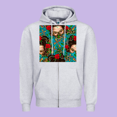 Messy Bun Mom And Cross With Leopard Patterns Zipper Hoodie Designed By Bundleandbundleshop