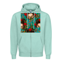 Seafoam Messy Bun Mom And Cross With Leopard Patterns Zipper Hoodie - BundleAndBundleShop